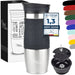 Milu Thermo Mug 370ml 450ml Insulated Mug Coffee Mug to go - 100% Leak Proof - Stainless Steel Drinking Mug - Car Mug Double Wall Insulation - Thermo Mug - Travel Mug - (Black, 370ml