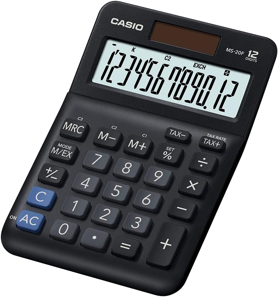 CASIO MS-20F Desk Calculator 12-Digit, Tax, Currency