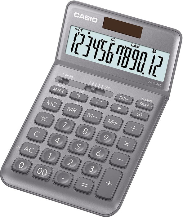 Casio CALCULATRICE DE BUREAU JW-200SC-GY, SOLAIRE/PILE gray