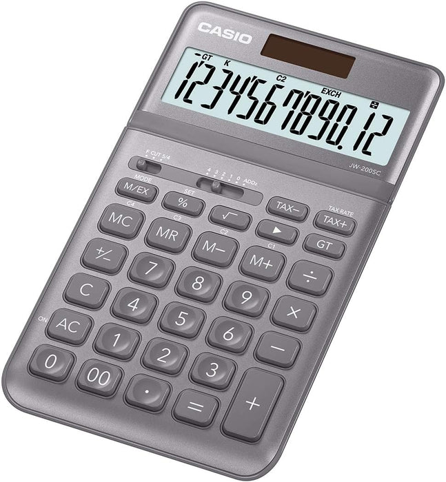 Casio CALCULATRICE DE BUREAU JW-200SC-GY, SOLAIRE/PILE gray