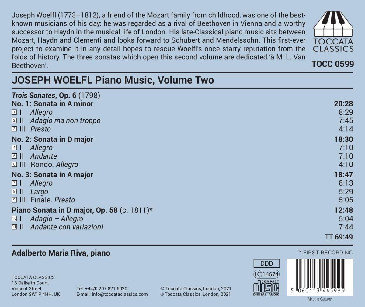 Joseph Woelfl: Piano Music, Vol.2