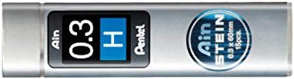 Pentel PG1013-E GraphGear1000 Druckbleistift 0,3 mm Strichstärke, Edelstahlgehäuse, 4 mm Minenführung, Radierer (Z2-1N), 1 Stück & AIN STEIN Feinmine, 0.3 mm, Härtegrad H oder 15 Minen, C273-H 1 Stück (1er Pack) 0.3mm Bundle mit Feinmine (0.3 mm, H)