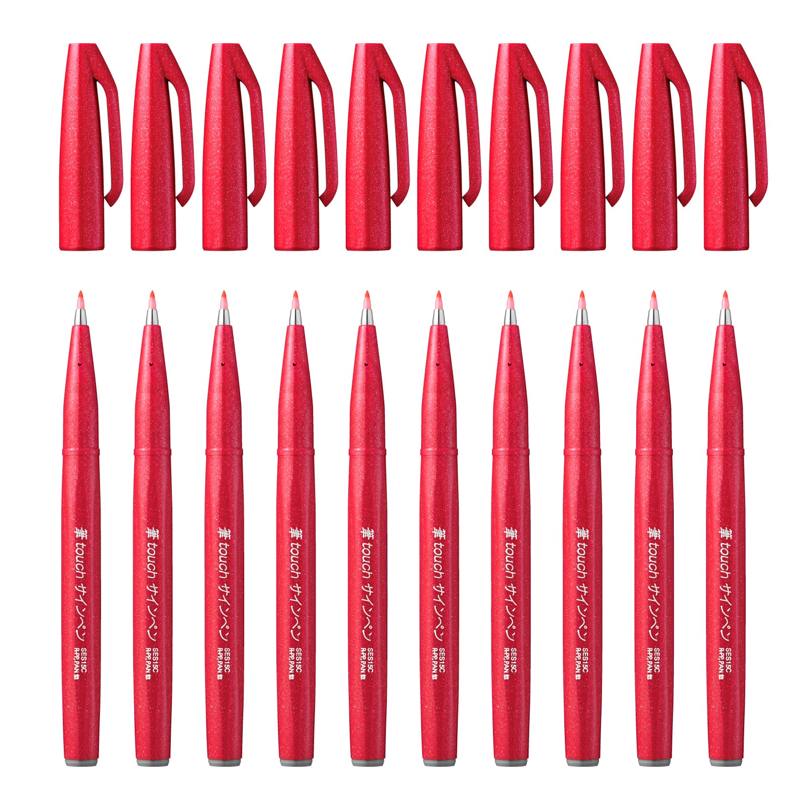 Pentel Brush Sign Pen Red - Pack of 10