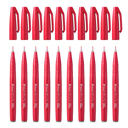 Pentel Brush Sign Pen Red - Pack of 10