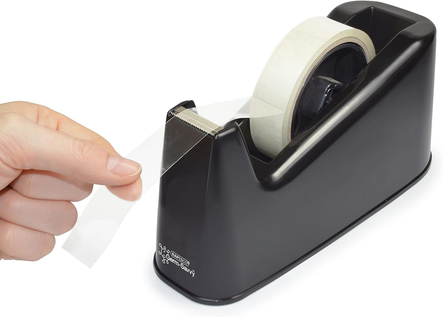 Rapesco RPTD500B Germ-Savvy Antibacterial, 500 Heavy Duty Tape Dispenser, Black
