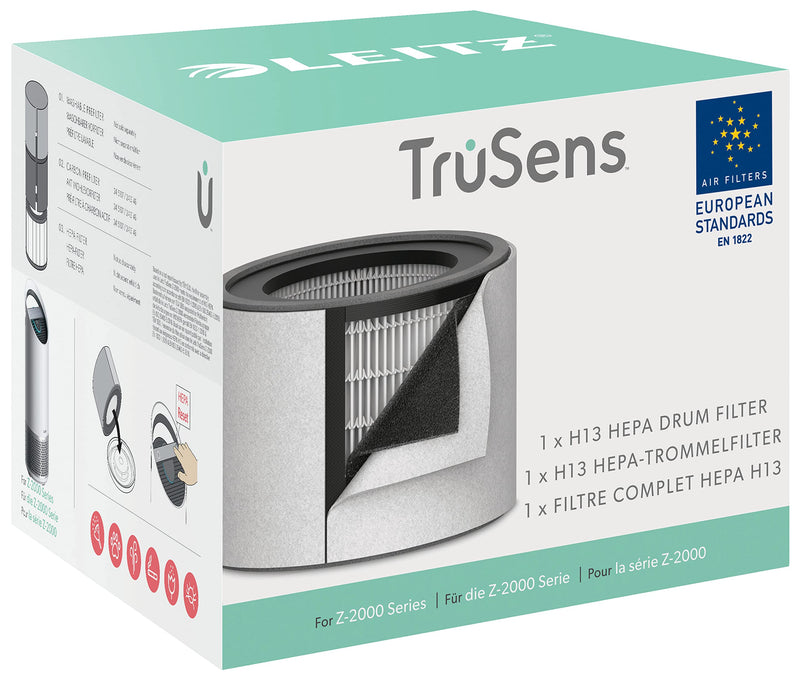Leitz TruSens Ersatz-3-In-1 H13 HEPA-Filter für den Leitz TruSens Z-2000 Luftreiniger, Entfernt Viren, Allergene, Tierhaare, Staub, Bakterien, Gerüche und Rauch, H13-HEPA-Filter gemäß EN 1822, 2415142 Z-2000 bis 35 m² HEPA-Filter H13