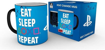 GB eye Playstation Sleep Repeat Heat Change Mug