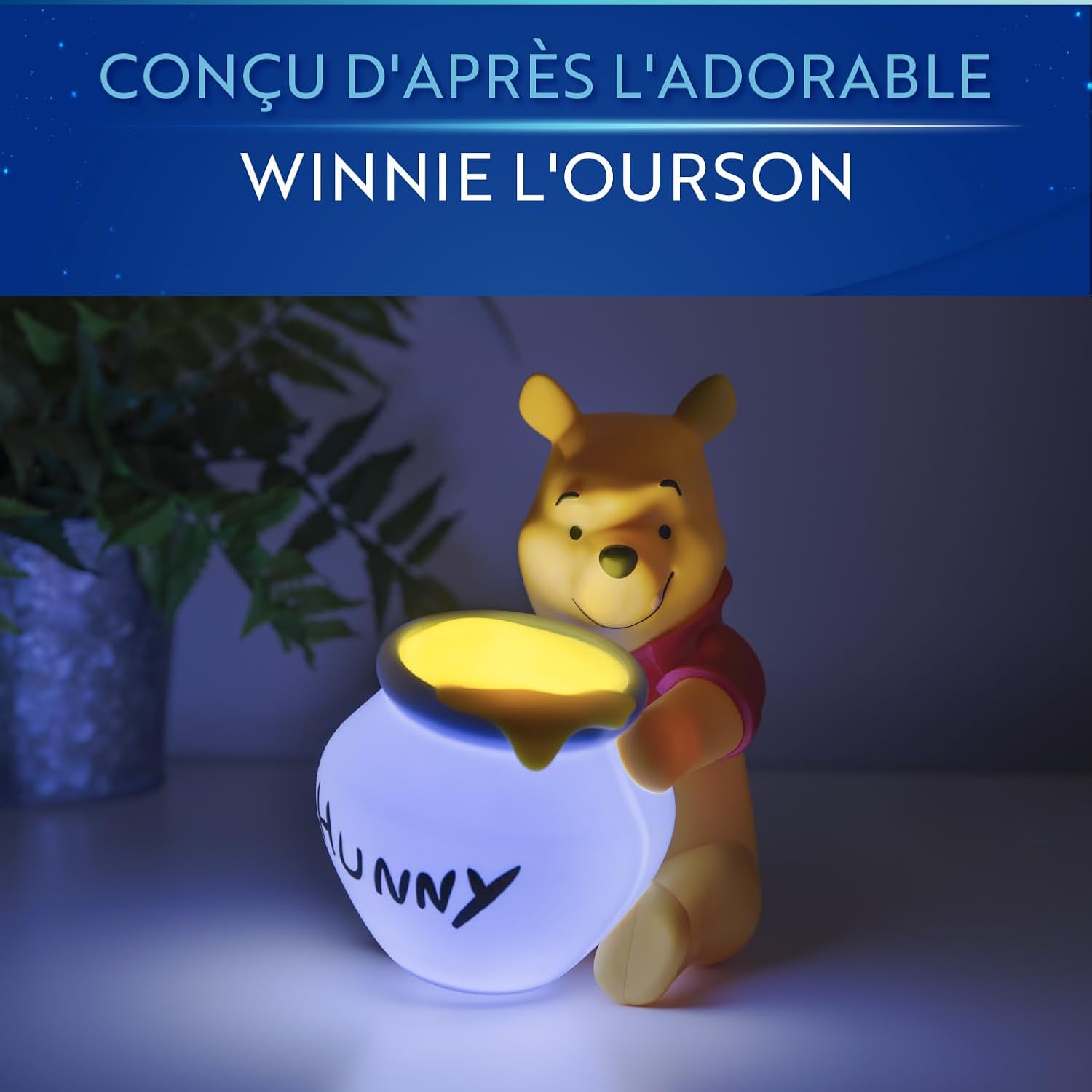 Paladone Winnie the Pooh Hunny Light, Portable Night Light 16.5cm (6.4"), Disney Lamp for Nursery or Kids Bedroom