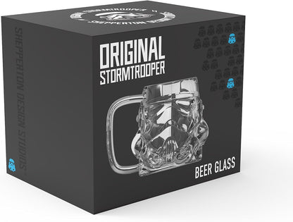 Original Stormtrooper Helmet Beer Glass, Transparent, 1 Pint Size (600ml), Original Fan Merchandise, Perfect Birthday Gifts for Men and Women, Perfect for Collectors and Beer Enthusiasts