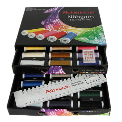 Ackermann Sewing Thread Box, Polyester, Black, 23 x 20 x 7.5 cm 23 x 20 x 7.5 cm Black