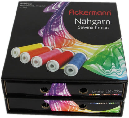 Ackermann Sewing Thread Box, Polyester, Black, 23 x 20 x 7.5 cm 23 x 20 x 7.5 cm Black
