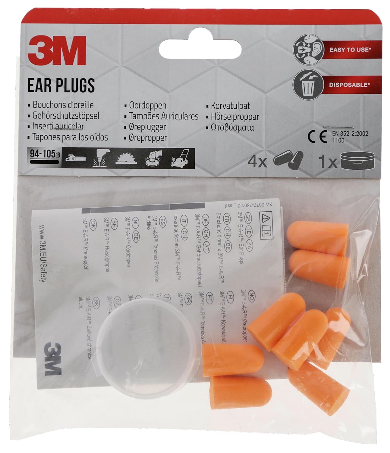 3M Ohrstopsel 37 dB Schaumstoff, 4 Paar