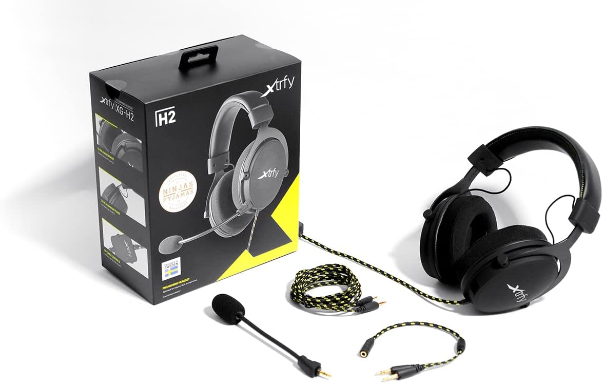 Xtrfy H2 Pro Gaming Headset, XG-H2, Optimised For Esports, 53MM Drivers, Extra Large Memory Foam Cushions, PU Leather, Extra Large Over-Ear Cups, Compatible With Multiple Platforms, Closed Headphones