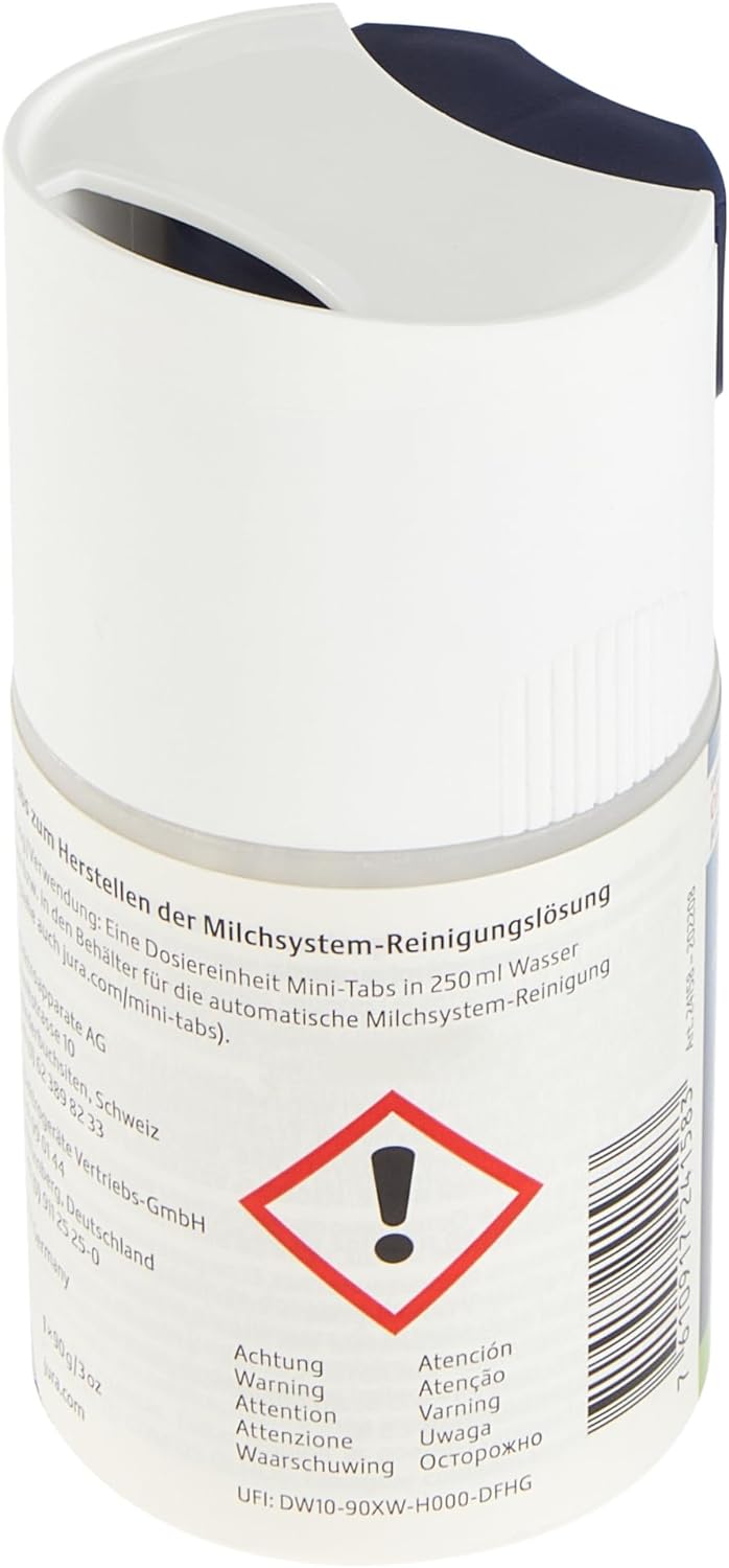 JURA original - Mini-Tabs zur Milchsystem-Reinigung für 30 Reinigungen - TÜV-zertifizierte Hygiene - 90 g Dosiersystem - 24158