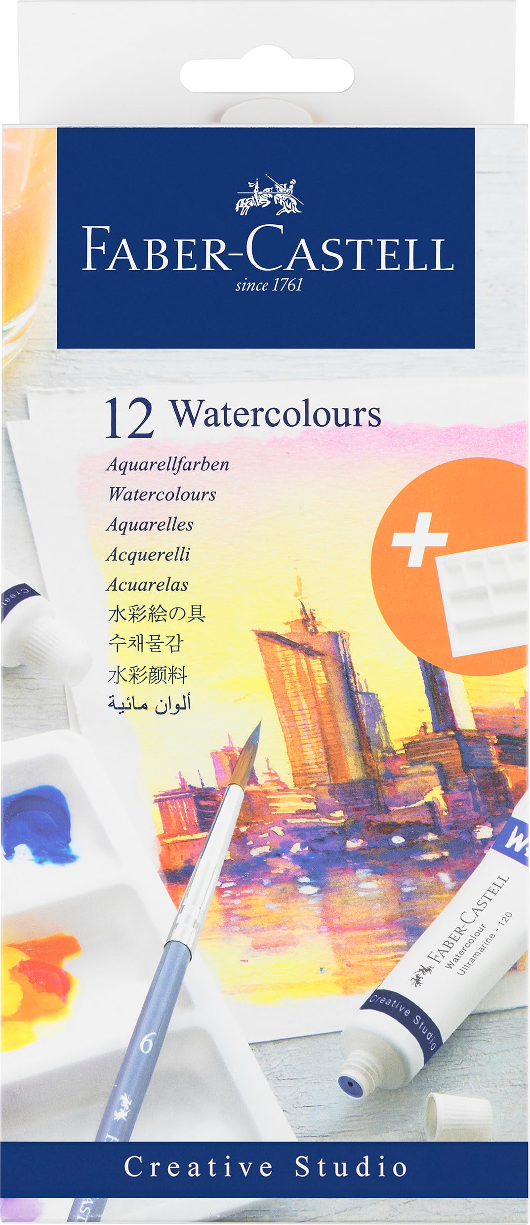 Faber-Castell Creative Studio 169612 Watercolour Paints 12 Tubes 9 ml Each Including Mixing Palette
