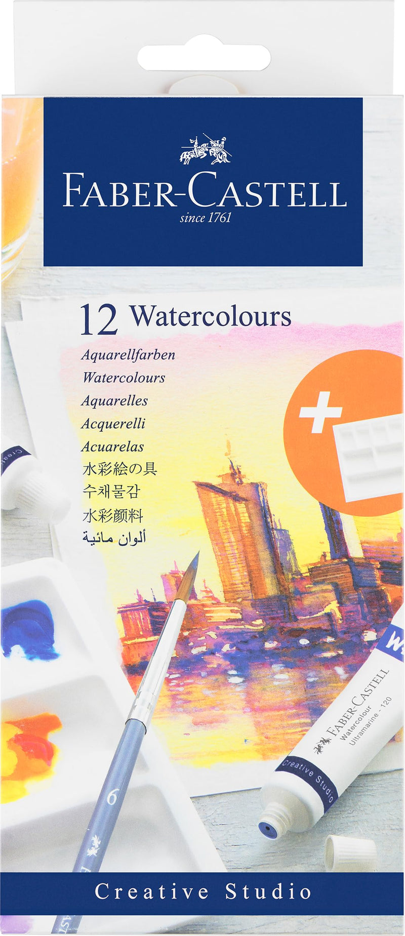 Faber-Castell Creative Studio 169612 Watercolour Paints 12 Tubes 9 ml Each Including Mixing Palette