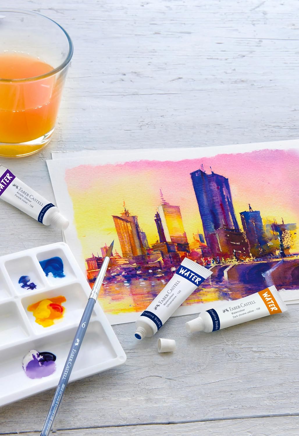 Faber-Castell Creative Studio 169612 Watercolour Paints 12 Tubes 9 ml Each Including Mixing Palette