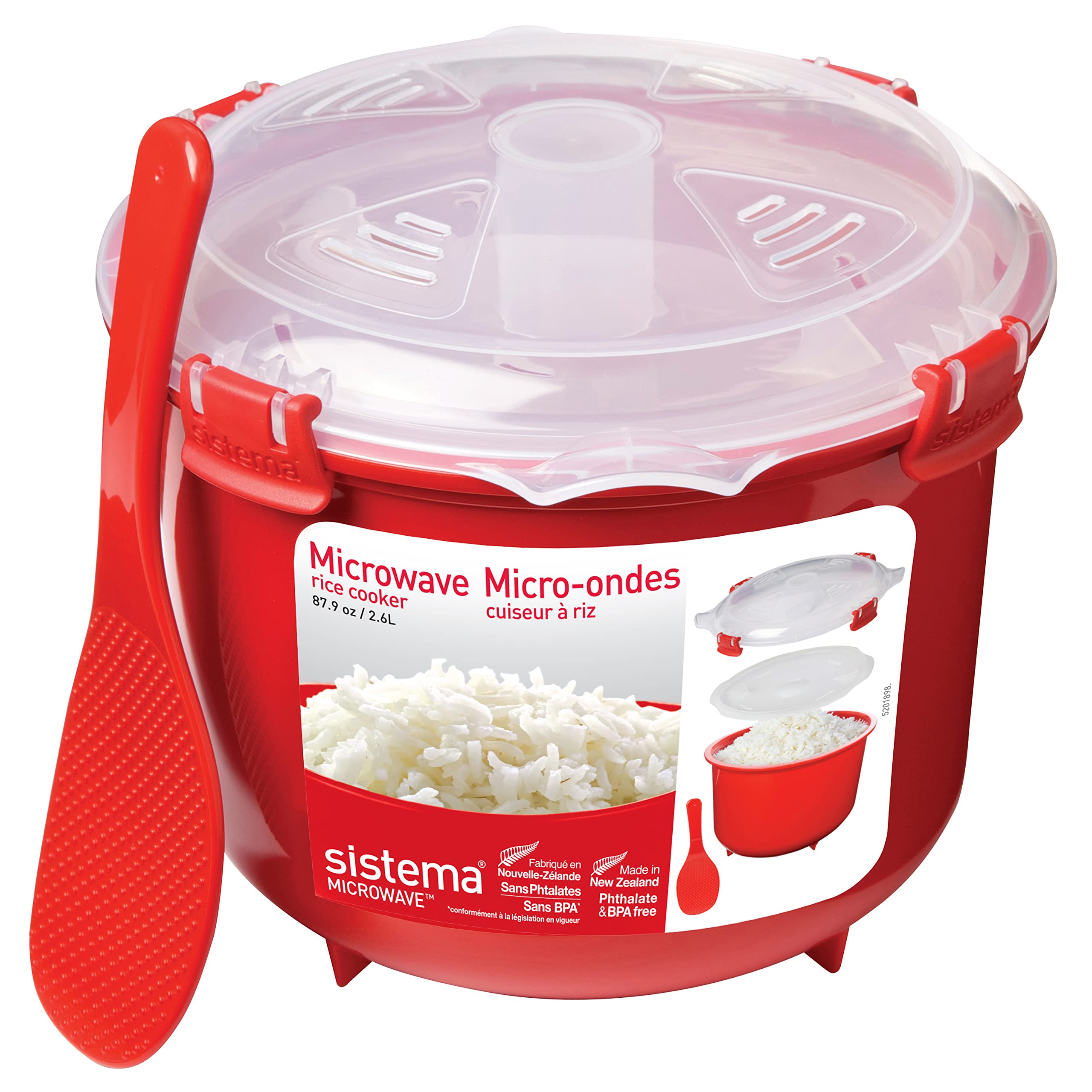Sistema Microwave Collection Rice Cooker, 87.2 oz./2.6 L, Red