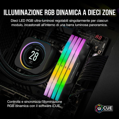 CORSAIR VENGEANCE RGB DDR5 RAM 32GB (2x16GB) 6000MHz CL36 Intel XMP iCUE Compatible Computer Memory - Black (CMH32GX5M2E6000C36)