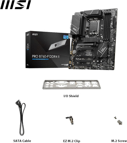 MSI PRO B760-P DDR4 II Motherboard, ATX - Supports Intel 12th & 13th Gen Core Processors, LGA 1700 - DDR4 Memory Boost 5333+MHz/OC, PCIe 4.0 x16 Slots, M.2 Gen4 Slots, 2.5G LAN