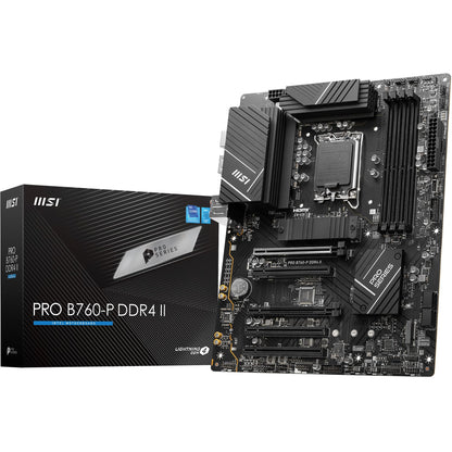 MSI PRO B760-P DDR4 II Motherboard, ATX - Supports Intel 12th & 13th Gen Core Processors, LGA 1700 - DDR4 Memory Boost 5333+MHz/OC, PCIe 4.0 x16 Slots, M.2 Gen4 Slots, 2.5G LAN