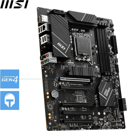 MSI PRO B760-P DDR4 II Motherboard, ATX - Supports Intel 12th & 13th Gen Core Processors, LGA 1700 - DDR4 Memory Boost 5333+MHz/OC, PCIe 4.0 x16 Slots, M.2 Gen4 Slots, 2.5G LAN