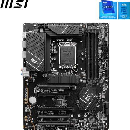 MSI PRO B760-P DDR4 II Motherboard, ATX - Supports Intel 12th & 13th Gen Core Processors, LGA 1700 - DDR4 Memory Boost 5333+MHz/OC, PCIe 4.0 x16 Slots, M.2 Gen4 Slots, 2.5G LAN