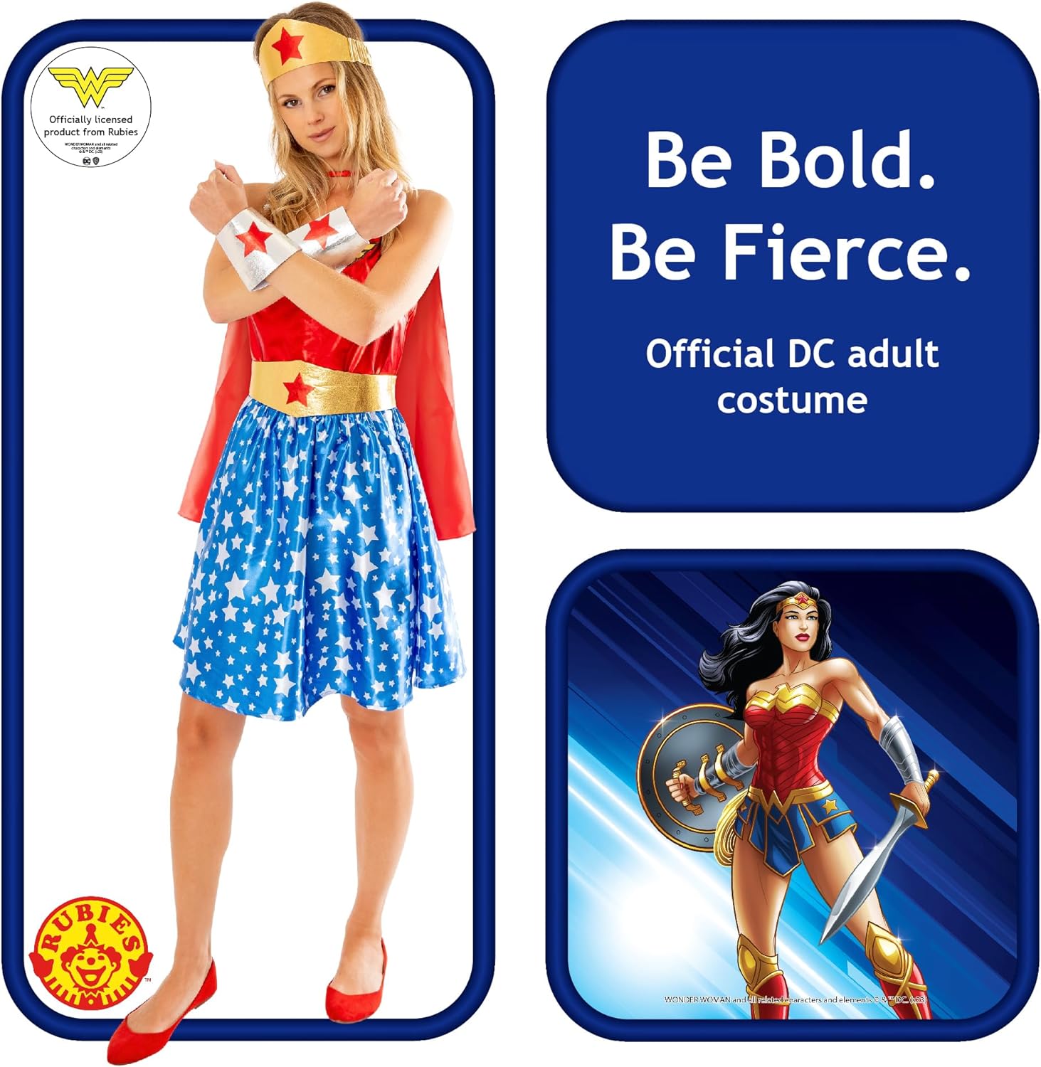 Rubie's 1000701S Wonderwoman Erwachsenenkostüm für Damen, mehrfarbig, 38-40