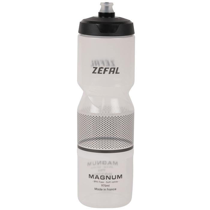 ZEFAL Magnum Large Capacity, Bicycle/Mountain Bike and Sports Water Bottle, BPA Free, Soft Water Bottle, Screw-On Lid – Made in France Cycling, Black (Translucent