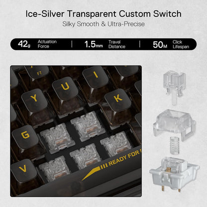 Redragon K617 SE 60% Wired RGB Gaming Keyboard, 61 Keys Compact Full-Transparent Mechanical Keyboard w/Translucent Board, Custom Linear Switch, Pro Driver/Software Supported
