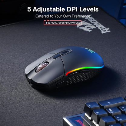 Redragon M719 Pro Wireless Optical Gaming Mouse, 8 Programmable Buttons, RGB Backlit, 10,000 DPI, Ergonomic PC Computer Gaming Mice with Fire Button