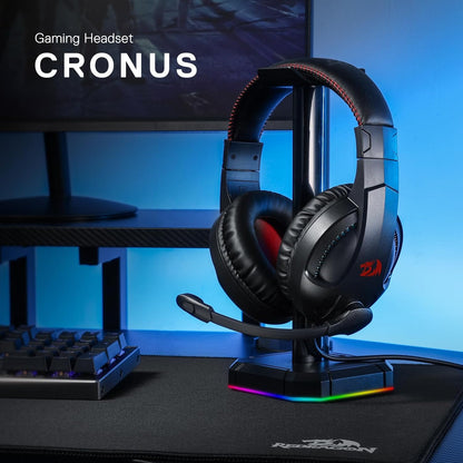 Redragon H211 Cronus Black Wired Gaming Headset, Stereo Surround Sound, Noise-Canceling Microphone, Dynamic RGB Backlight, 40 mm Drivers, Over-Ear Headphones Works for PC/PS5/XBOX/NS