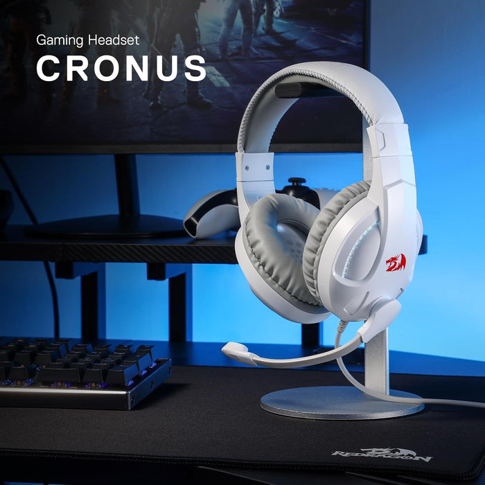 Redragon H211 Cronus Black Wired Gaming Headset, Stereo Surround Sound, Noise-Canceling Microphone, Dynamic RGB Backlight, 40 mm Drivers, Over-Ear Headphones Works for PC/PS5/XBOX/NS White