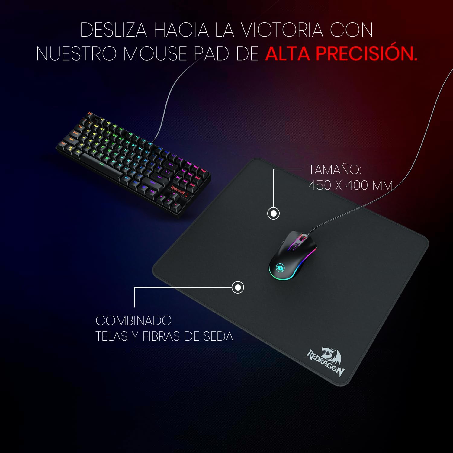 Redragon P031 Flick L Mouse Pad with Stitched Edges, Waterproof, for Work, Games, Office, Home