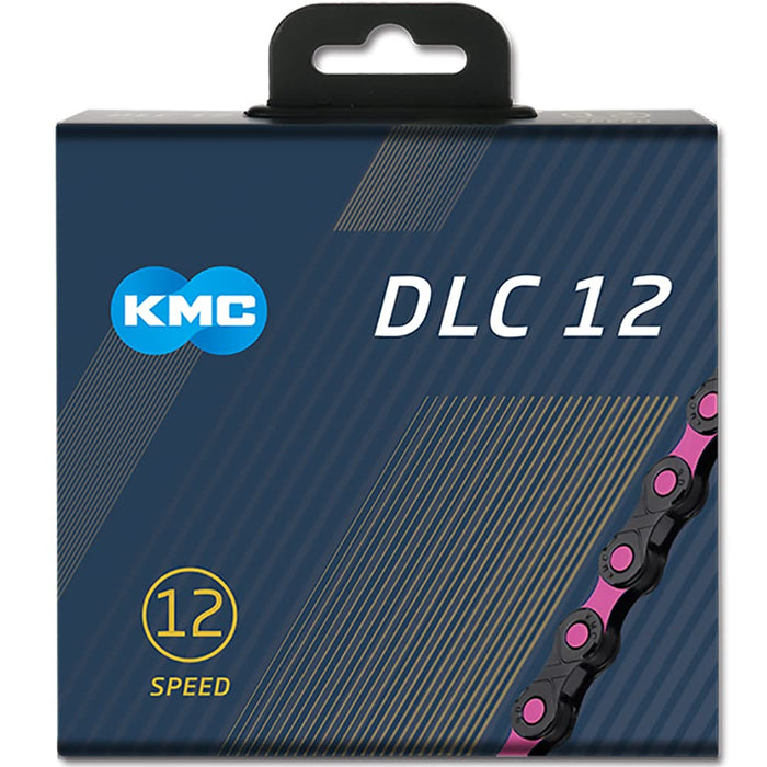 KMC DLC12 12 Speed Chain, 126 Links, Black/Pink