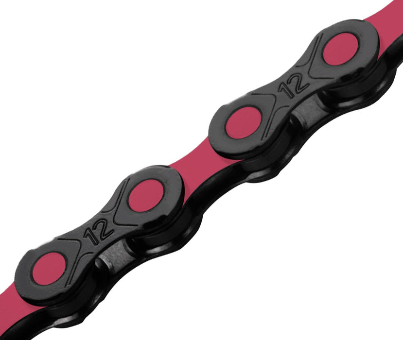 KMC DLC12 12 Speed Chain, 126 Links, Black/Pink