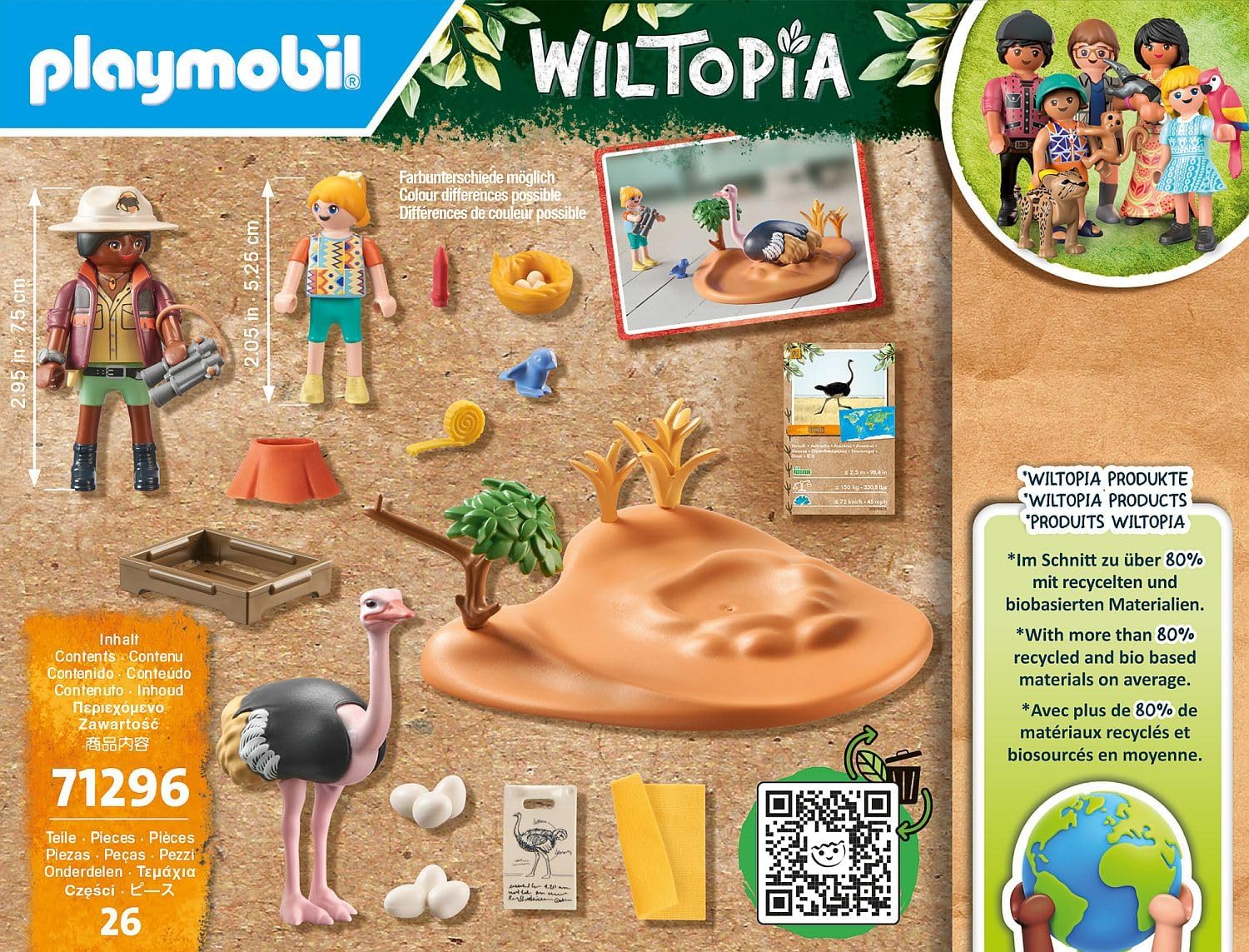 Playmobil 71296 Wiltopia Ostrich Nest, Safari experience with Animal Learning Effect, Educational Toy made of Sustainable material, Fun Imaginative Role-Play, PlaySets Suitable for Children Ages 4+