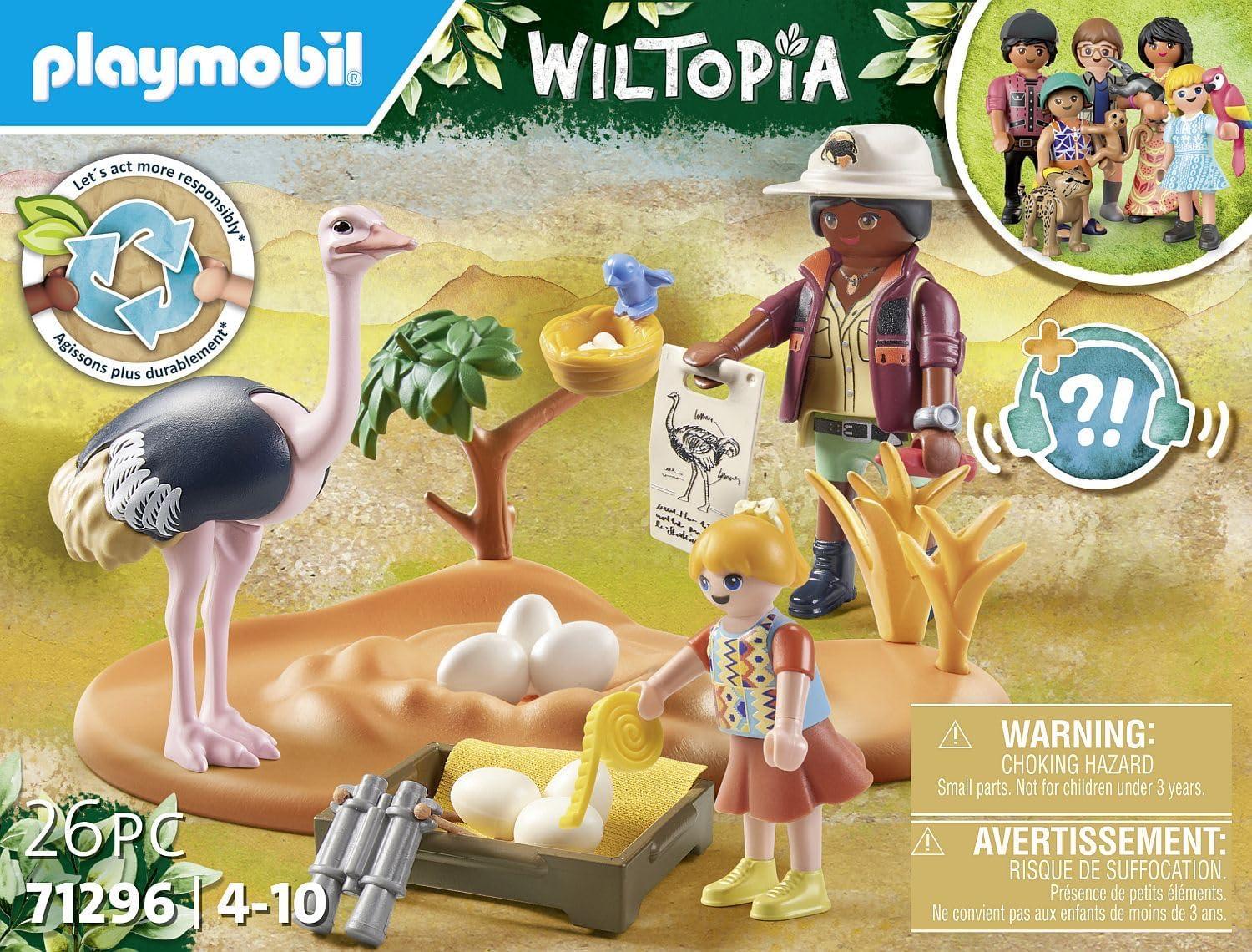 Playmobil 71296 Wiltopia Ostrich Nest, Safari experience with Animal Learning Effect, Educational Toy made of Sustainable material, Fun Imaginative Role-Play, PlaySets Suitable for Children Ages 4+