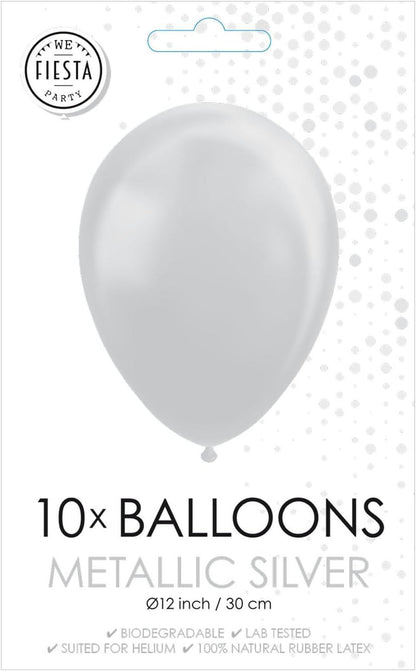 Globos - Ballonnen Metallic Zilver 30cm 10st.