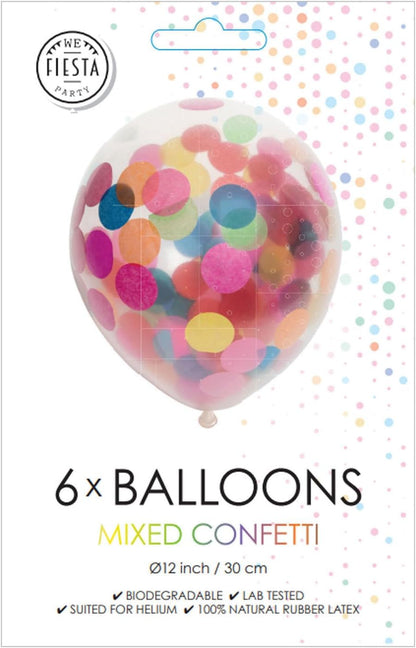Globos Balloons – Confetti – Bont – 30 cm – Pack of 6