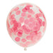 Globos roze confettiballonnen, witte ballonnen met roze confetti, 6 latexballonnen, 30 cm