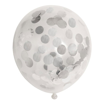 Globos Balloons - Confetti - Metallic Cilver - 30 cm - Pack of 6