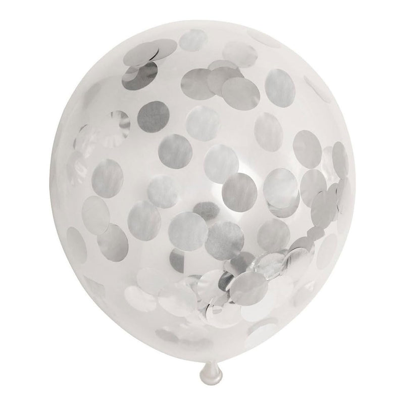 Globos Balloons - Confetti - Metallic Cilver - 30 cm - Pack of 6