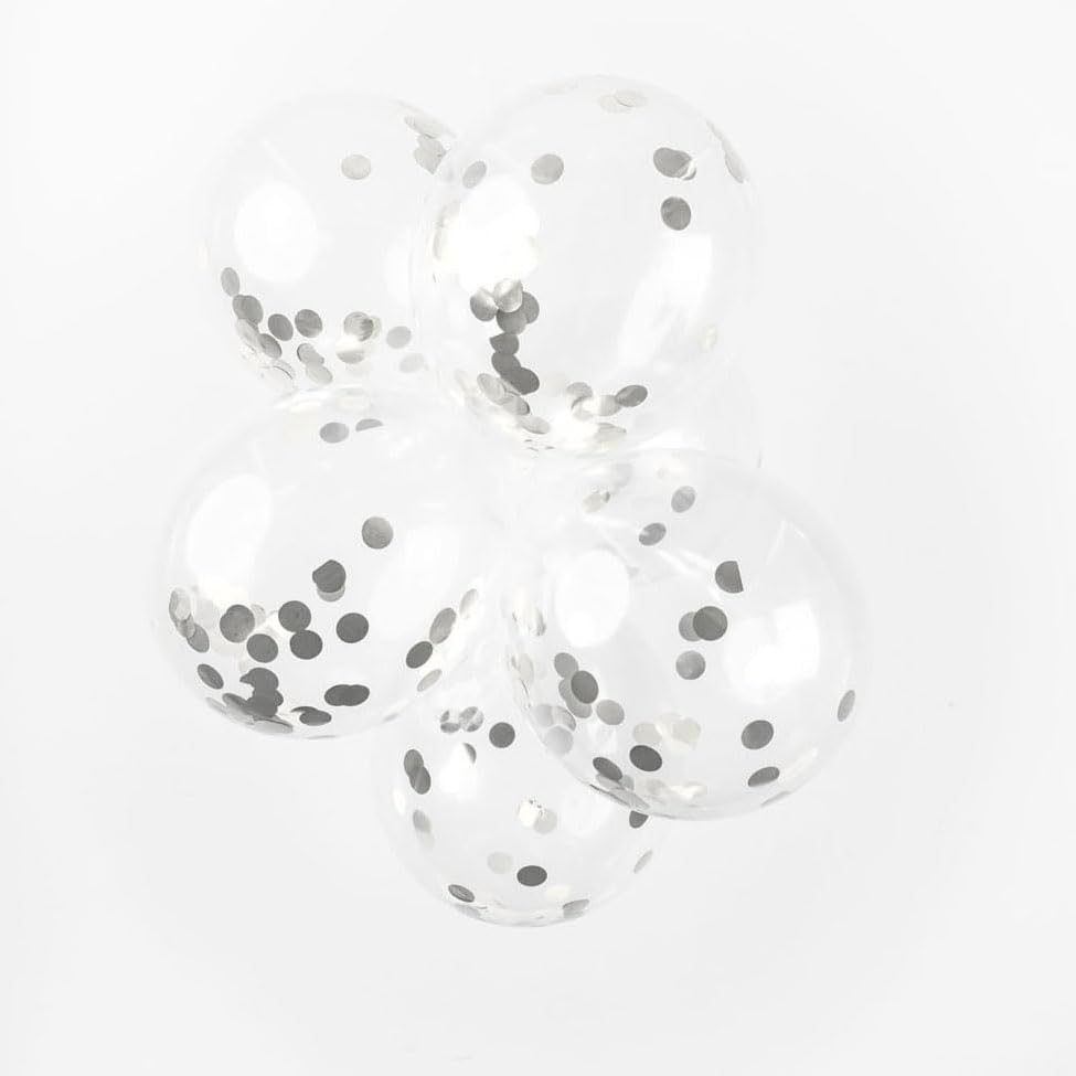 Globos Balloons - Confetti - Metallic Cilver - 30 cm - Pack of 6