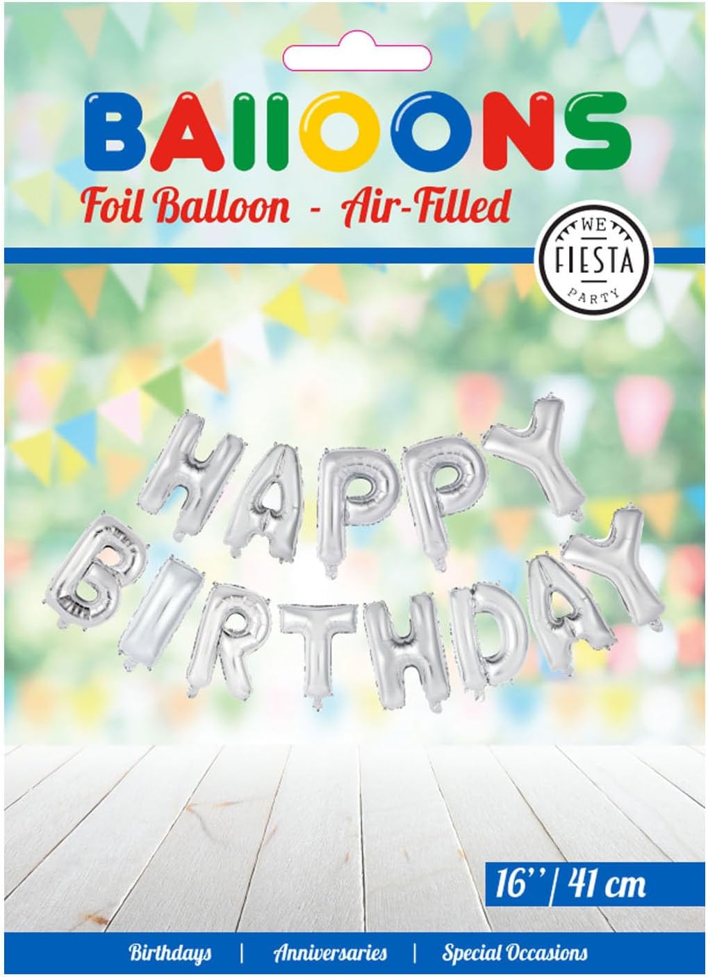 Globos Nordic Foil Balloon Happy Birthday 300 x 300 x 36 cm Silver