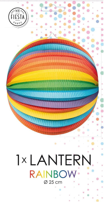 Globos - Papieren Lantaarn Rond Regenboog 25cm