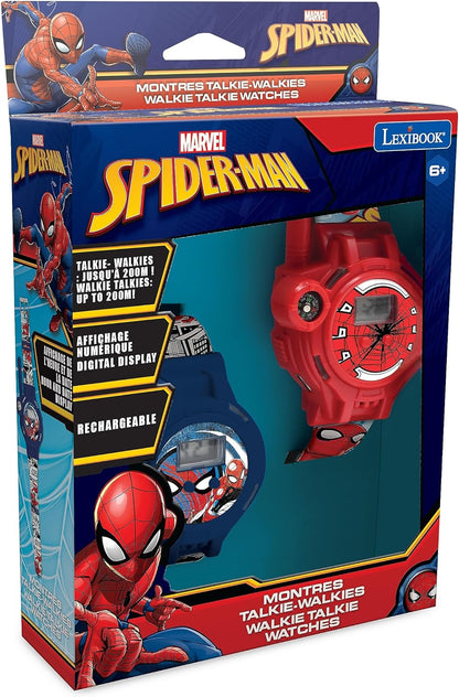 Lexibook, Spider-Man, Walkie-Talkies Watches, 2 pieces, range up to 200m/600 feet, flashlight, compass, rechargeable, Blue/red, DMWTW1SP