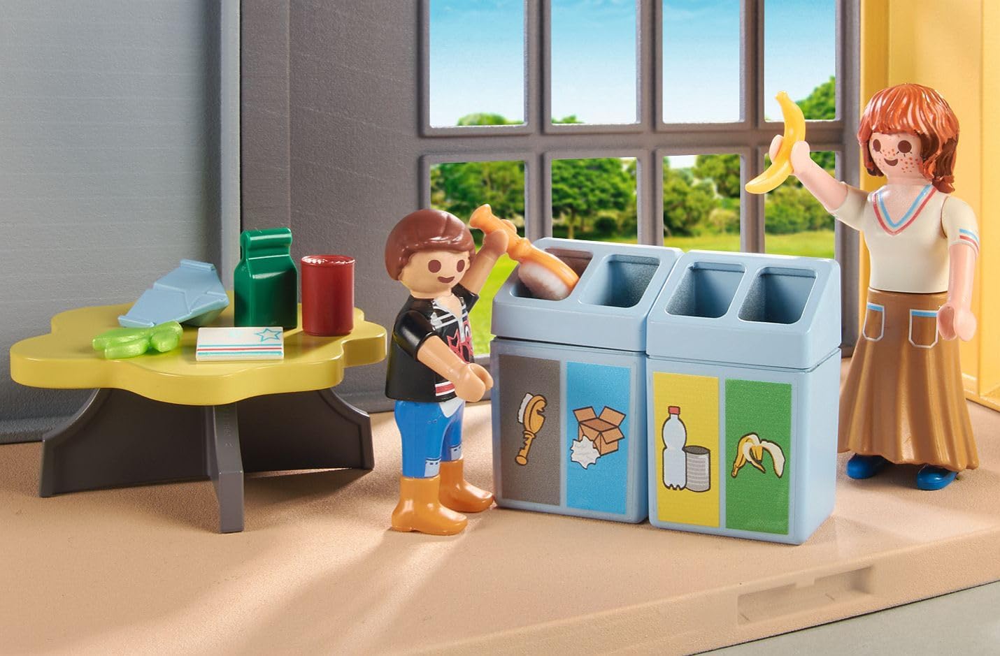 Playmobil 71331 Classe éducative sur l'écologie - City Life - avec Deux Personnages, Une Maquette Climatique, Une Table, Quatre poubelles et Un Puzzle sur la Protection du Climat - Dès 4 Ans