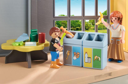 Playmobil 71331 Classe éducative sur l'écologie - City Life - avec Deux Personnages, Une Maquette Climatique, Une Table, Quatre poubelles et Un Puzzle sur la Protection du Climat - Dès 4 Ans
