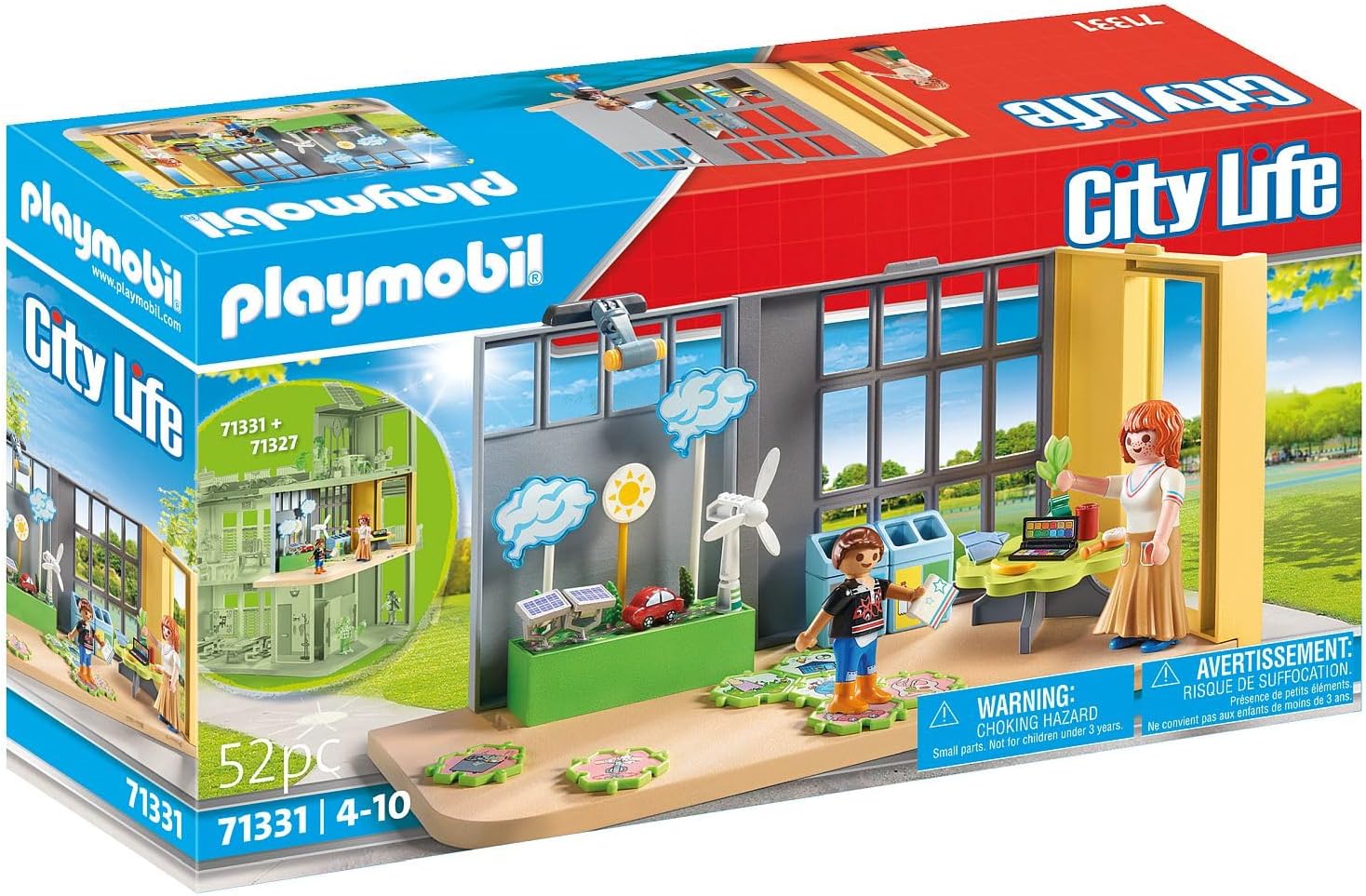 Playmobil 71331 Classe éducative sur l'écologie - City Life - avec Deux Personnages, Une Maquette Climatique, Une Table, Quatre poubelles et Un Puzzle sur la Protection du Climat - Dès 4 Ans